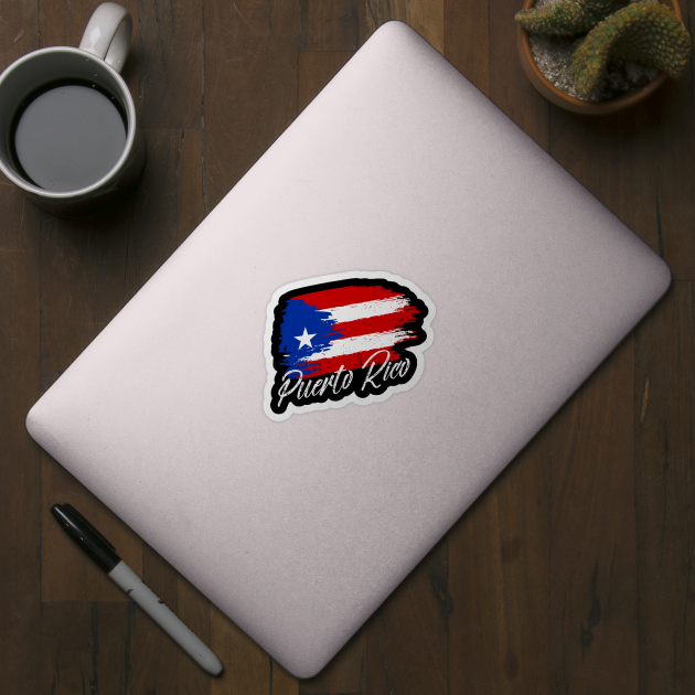 Puerto Rican Flag - Grunge design - white by verde